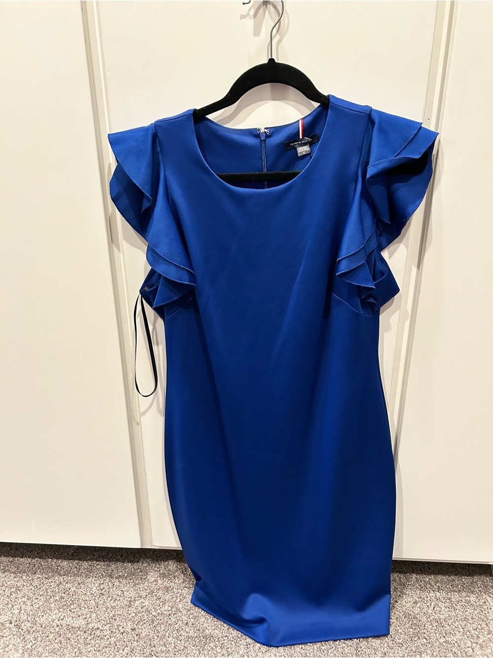 Tommy Hilfiger Cobalt Blue Ruffle Sleeve Shift Dress